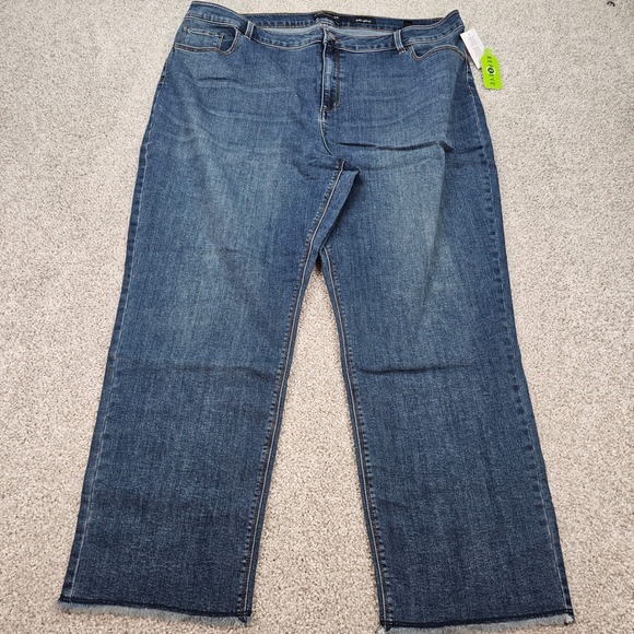 Susan Graver Denim - New Susan Graver Jeans Women's Size 22W Girlfriend Blue Denim Frayed‎ Hem